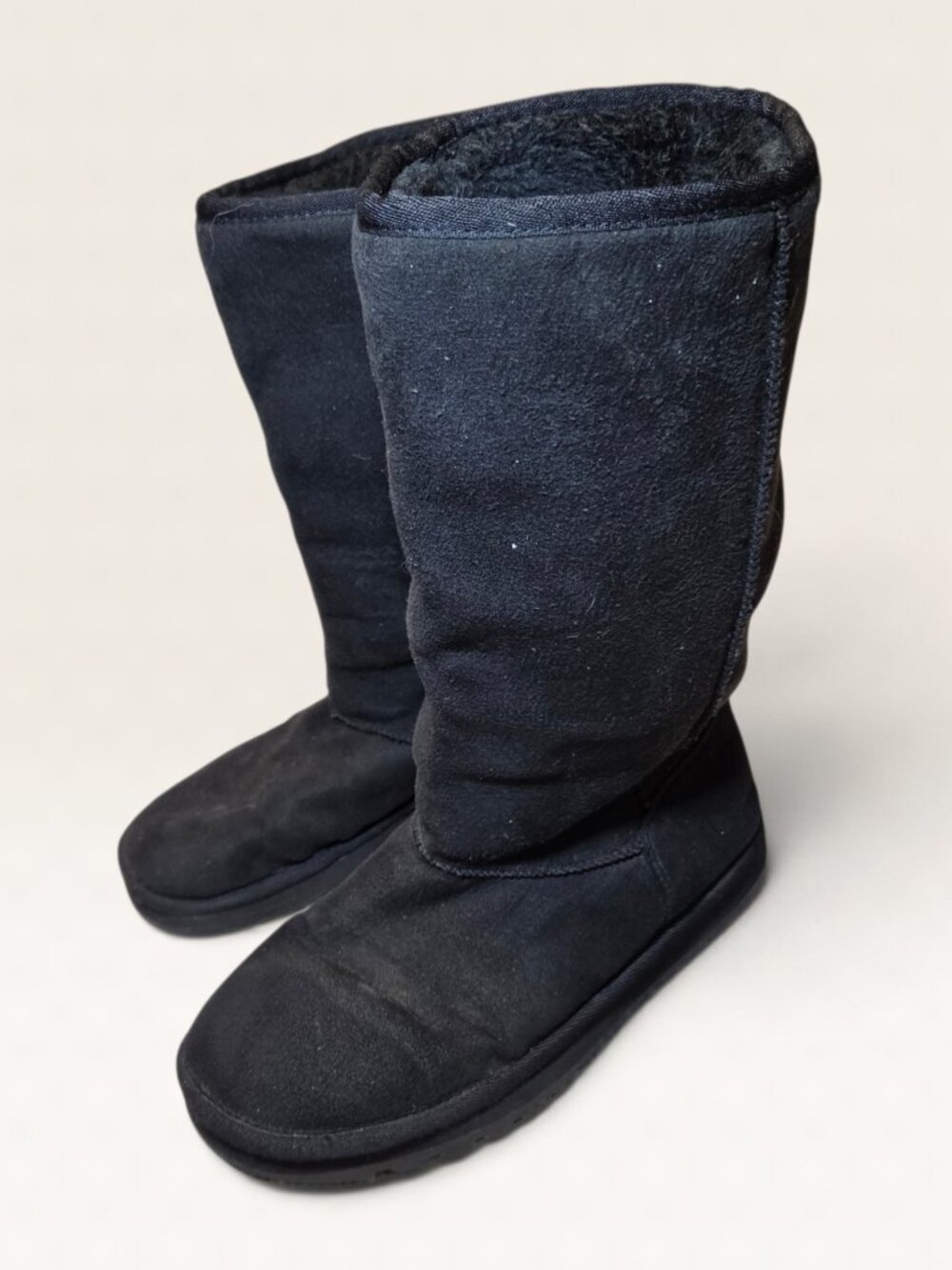Skechers Australia Black Faux Fur Lined Tall Suede Winter Boots Size 9